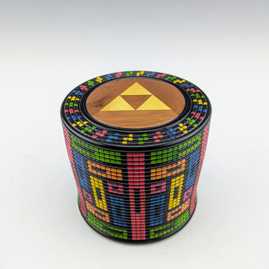 Pixelized Box made of maple, mahogany, yellowheart and india ink. Made in Canada by roysbox