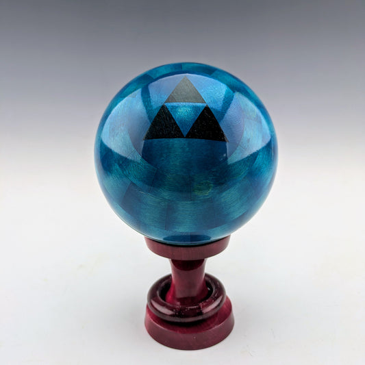 Threaded Sphere Box with captive ring. Made in Canada by roysbox. Maple, walnut, dye
