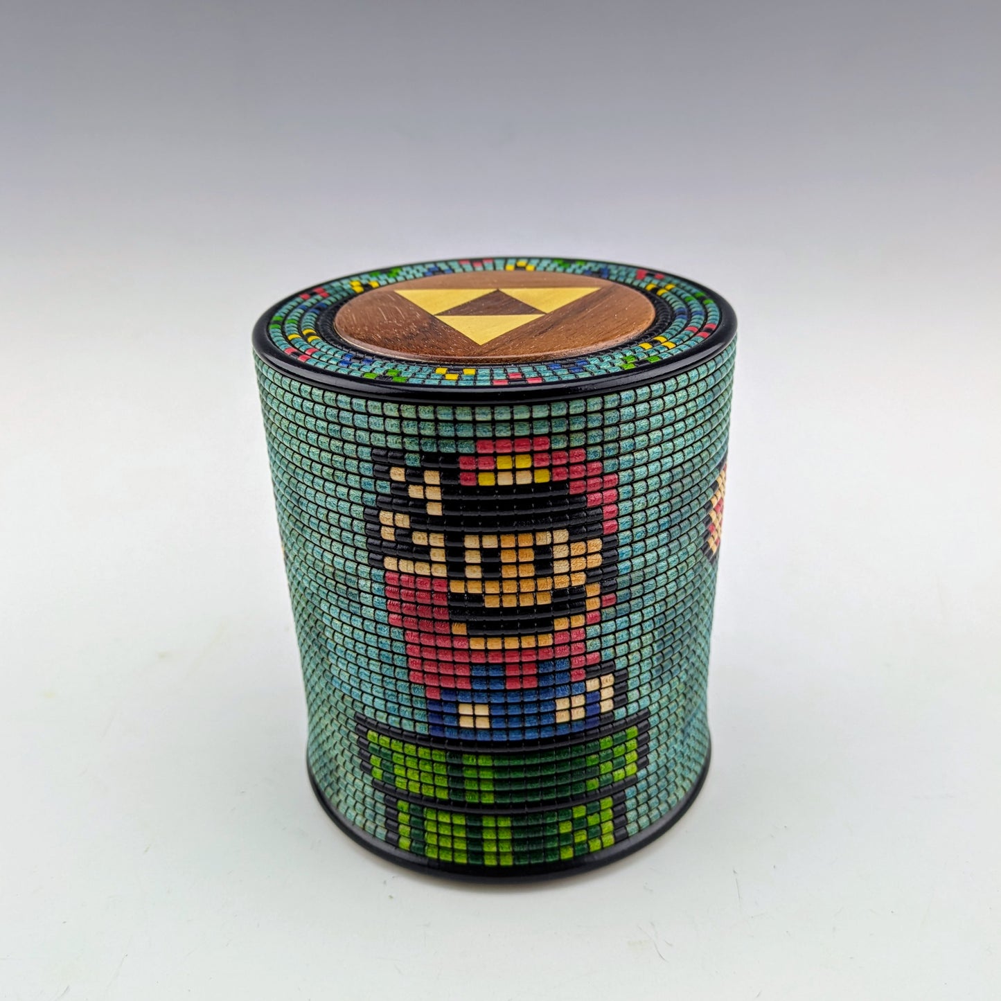 Pixelated wooden box with Marios Bros characters. Handcrafted in Canada by roysbox