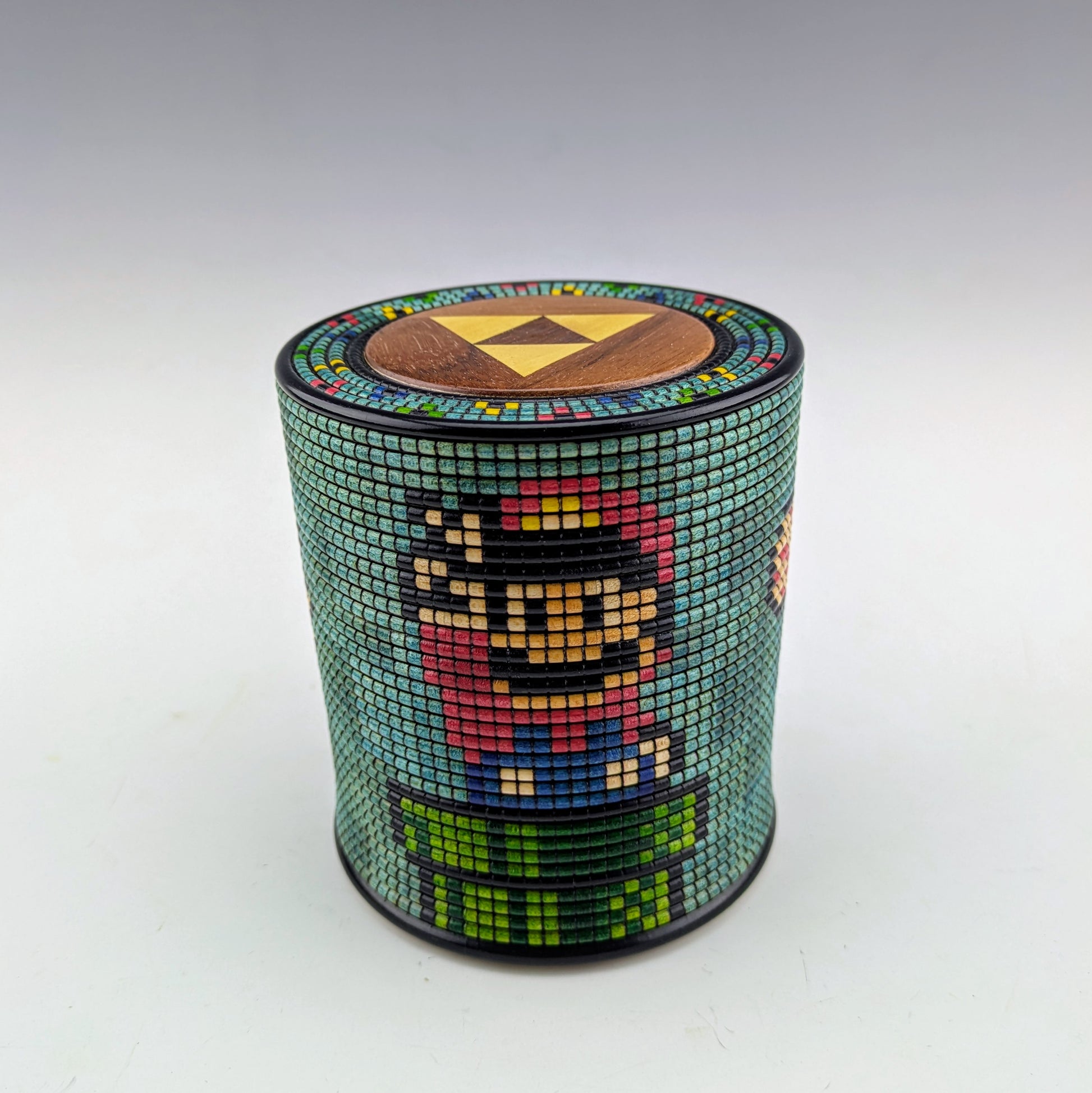 Pixelated wooden box with Marios Bros characters. Handcrafted in Canada by roysbox