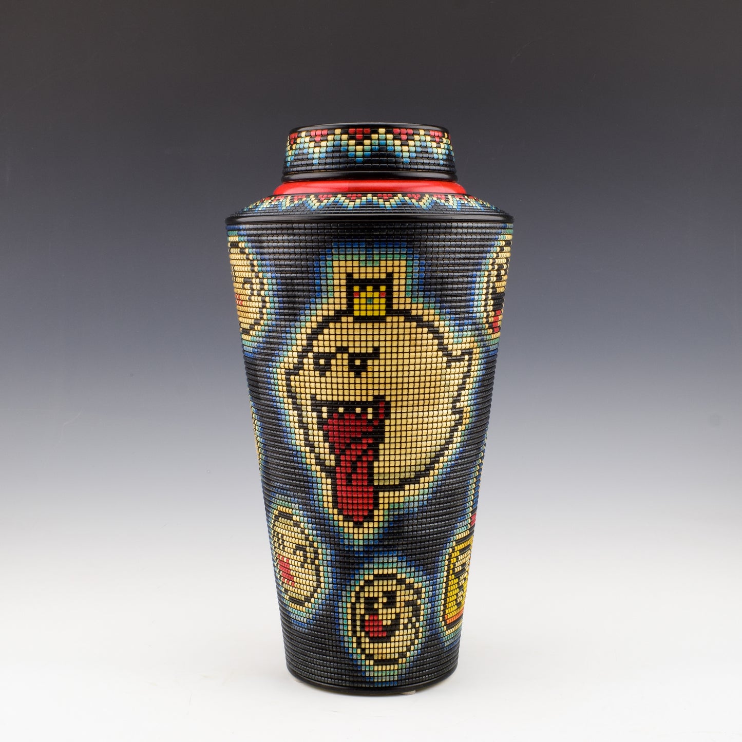 Textured and inked wooden vase. Big Boo Ghost from Super Mario World. Handcrafted in Canada by roysbox
