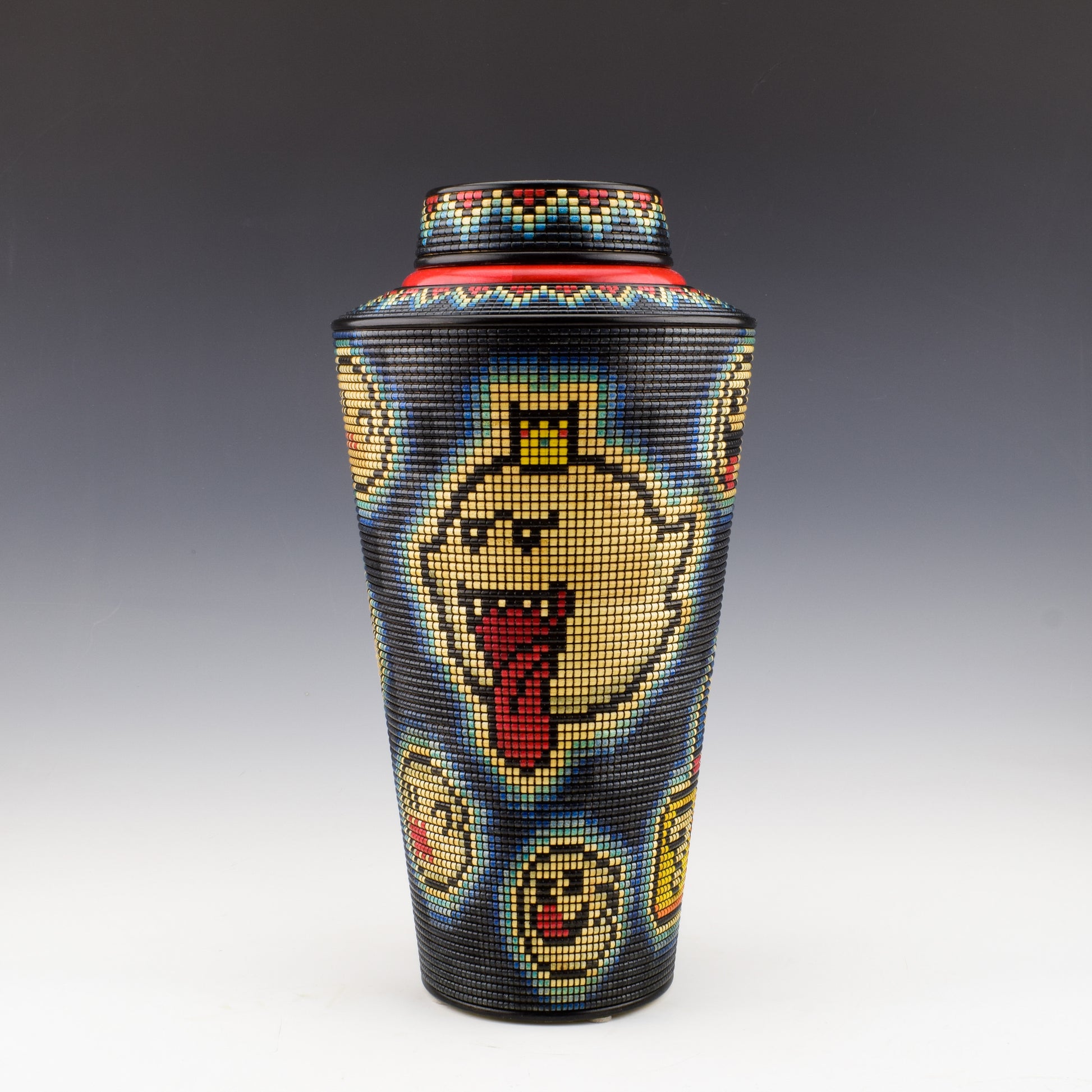 Textured and inked wooden vase. Big Boo Ghost from Super Mario World. Handcrafted in Canada by roysbox